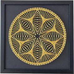 a black frame with a yellow design on it