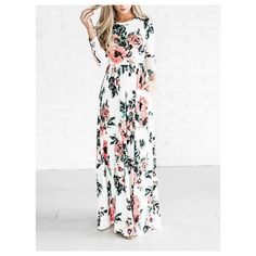 Women Floral Print Long Sleeve Boho Dress Ladies Evening Party Long Maxi Dress White Long Sleeve Spring Dress, White Long Sleeve Feminine Dress, White Long Sleeve Floral Print Dress, Casual White Maxi Dress For Fall, White Maxi Length Dress For Brunch, Feminine White Maxi Dress For Party, White Floral Print Long Sleeve Maxi Dress, Casual Floral Maxi Dress For Party, Casual Maxi Floral Dress For Party