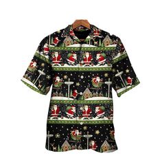 Hawaiian Christmas shirt, Christmas Santa Claus Big Night Hawaiian Shirt, Christmas Gift, Hawaiian Aloha Shirt Fashionable Aesthetic, Funny Hawaiian Shirts, Hawaiian Christmas, Open Neck, Big Night, Christmas Santa Claus, Fitted Style, Aloha Shirt, Inspired Fashion