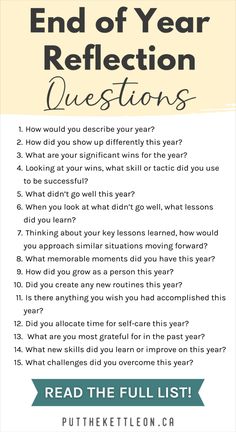 Use these end of year reflection questions to reflect on the past year and help you plan and reset for the new year ahead. They'll help you create the year you want in 2024 and live an intentional life. Year End Self Reflection, Year End Review Questions, Questions For The New Year, Questions To Reflect On Past Year, 2024 Reflection Questions, Year End Reflection Questions, End Of 2024, Questions For New Year