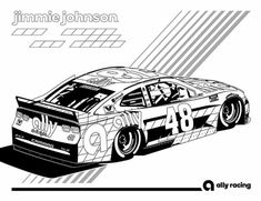 a drawing of a racing car with the number 48 on it