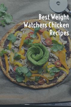 the cover of best weight watchers chicken recipes is shown with an avocado on top