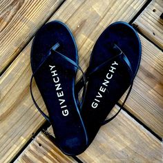 Custom Flip Flops Available In All Sizes Black Leather Givenchy Sleek Black Flat Sandals, Black Leather Sandals For Day Out, Fisherman Sandals Women, Custom Flip Flops, Shoes Flip Flops, T Strap Flats, Platform Flip Flops, Jeweled Sandals, Distressed Black Jeans