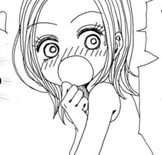 a drawing of a girl holding a lollipop in front of her face