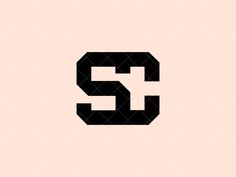 the letter s is made up of black letters on a light pink background with geometric shapes