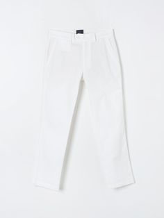 Pants FAY JUNIOR Kids color White Casual Fitted White Chinos, White Fitted Chinos Casual Style, Classic Fitted White Chinos, White Fitted Casual Chinos, Fitted White Casual Chinos, Fitted Classic White Chinos, White Fitted Classic Chinos, Classic White Chinos For Spring, Classic White Cotton Pants