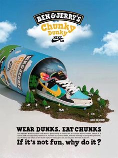 an advertisement for the sneaker brand is shown