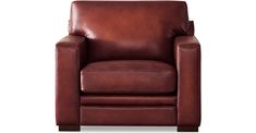 a brown leather chair on a white background