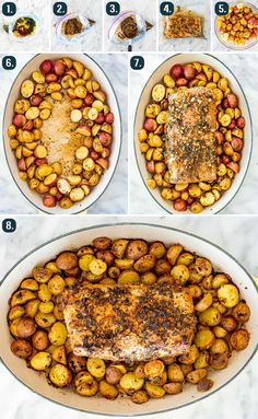 the steps to make baked fish and potatoes