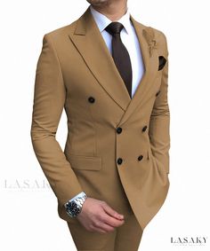 Lasaky - Elegant Two-Piece Suit with Double-Breasted Closure Champagne Suit, Wedding Suits For Men, Groom Suits, Suits Prom, Man Blazer, Formal Fashion, Groom Tuxedo, American Casual, Wedding Groomsmen