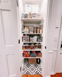 the pantry is stocked with all kinds of food