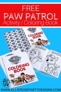 free paw patrol coloring book for kids with the title overlay that reads, printable paw patrol activity / coloring book