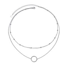 PRICES MAY VARY. Layered circle necklace was made of 925 sterling silver,dainty but sturdy;plated with white gold,with high quality material,our circle layer choker necklace won't fade,turn green,or cause itchiness. Pay attention to size:short chain:13";long chain:15";with 3" extender (adjustable to fit most women)and sturdy lobster clasp.Measure your neck to to make sure if this circle necklace fits you.Both chain and clasp are also Sterling Silver base Simple stylish double layered circle neck Trendy Silver Circle Jewelry, Trendy Silver Circular Jewelry, Trendy Circle Sterling Silver Jewelry, Trendy Silver Round Charm Necklaces, Trendy Circular Sterling Silver Jewelry, Trendy Round Jewelry With Adjustable Chain, Dainty Open Circle Clavicle Chain Jewelry, Dainty Clavicle Chain With Open Circle Pendant, Minimalist Silver Circle Necklace