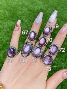 the number start at #50 are the top grade lepidolite,more clear and shinning than before,has better craftsmanship and more reliable we had upload 35 seconds video to youtube if you want to see more longer video, highly recommend this ring to everyone Handmade item Ship from: California Materials: Crystal, Gemstone，brass Gemstone:white/Pink/Purple Lepidolite Adjustable Please Flow us facebook,Instagram,Tiktok,YouTube @ Ulovecreations  to see more video and updates Lepidolite is believed to posses Insomnia Relief, Rose Violette, Skin Disorders, Facebook Instagram, Adjustable Ring, Adjustable Rings, Rings Statement, Vintage Stil, Oval Shape