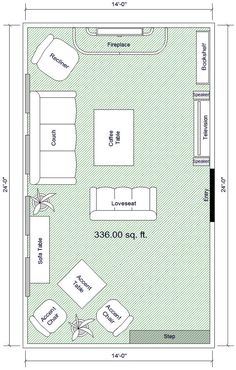 a floor plan for a living room and bedroom