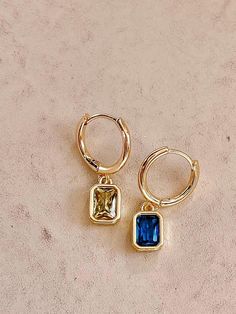 SDSU Blue & Yellow Swarovski Crystal Huggie Hoop Earrings  // South Dakota State University Jackrabbits ✨ 18k Gold Filled  Handmade with 18k gold filled 14mm Huggie hoops with a blue and yellow modern set swarvoski crystal dangling from each one.   Hypo allergenic, lead free, nickel free.    Each piece is handmade in my home studio in Brookings, SD. -- I am a Jackrabbit Alumni so I LOVE making these for fellow SDSU fans. 💙💛 Jackrabbits Necklace Blue, South Dakota State, Go Big Blue, Jack Rabbit, Swarovski Crystal Earrings, Big Blue, Huggie Hoop Earrings, South Dakota, State University