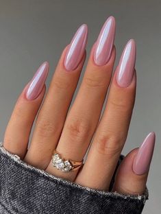 Pink Chrome Nails, Tree Nails, Pink Nail, Holographic Nails, Artificial Nails, Chrome Nails, Cute Acrylic Nails