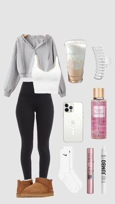 #outfitinspo #cute #cutefit #starbucks #lululemon #nike #uggs #skyhigh #victoriassecret #nyxjumbostick Match Art, Outfit With Uggs, Preppy Fall Outfits