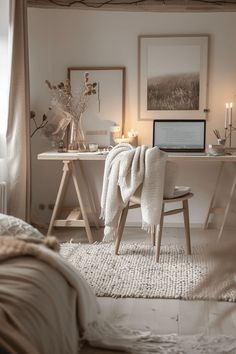 modern cozy Scandinavian Home Office, neutral color palette1 Nordic Home Office, Scandinavian Workspace, Office Guest Room