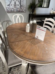 Bon appétit. This dining room extension table has all the right ingredients for a French country-inspired feast for the eyes. Antiqued two-tone aesthetic pairs a chipped white with a distressed wood finished top for a double serving of charm. Style: Casual Color: Chipped White Rectangular Table Features: Made of veneers, wood and engineered wood with some cast resin components Antiqued two-tone finish Separate extension leaf Table extends by pulling both ends and dropping in leaf Seats up to 8 Dining chairs sold separately Assembly required Dimensions: 42" W x 96" L x 30" H Apron to floor : 25.88" Leaf : 18" Table length without leaf : 78" Table length with leaf : 96" Weight : 158 lbs. Assembly Instructions Round/Oval Table Features: Made of veneers, wood and engineered wood Antiqued two-t Round Dining Room Table With Leaf, Round Dining Room Table Decor, Modern Round Dining Room Table, Dining Room Extension, Oval Kitchen Table, Round Dining Room Table, Room Extensions, Dining Room Table Decor, Extension Table