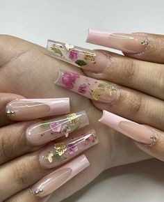 Long Acrylic Nails Coffin, Clear Nails, Crystal Nails, Prom Nails, Luxury Nails, Dream Nails