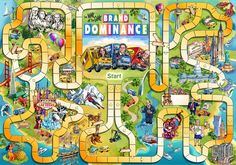 a board game with lots of different things on it and the words,'brand dominance start