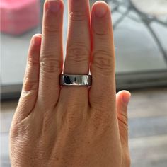 Almost Brand New Oura Ring. In Great Condition. Only Had It Two Months But Selling Because I Have A Garmin Watch That I Like Better Oura Ring Silver, Silver Jewelry With Polished Round Band, Silver Jewelry With Polished Finish Round Band, Modern Silver Jewelry With Vs Clarity, Classic Stainless Steel Jewelry With Thick Band, Classic Stainless Steel Thick Band Jewelry, Timeless Silver Ring With Polished Edges, Silver Platinum Jewelry With Round Band, Silver Platinum Jewelry