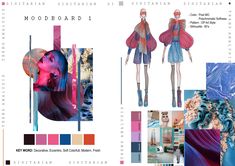 an image of a fashion design book with color swatches and text that reads moodboard 1