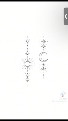 an image of some tattoos on the side of a white sheet with stars and crescents