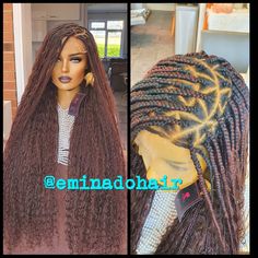 "WIG SPECIFICATION ✄32inches length ✄Closure boho braids  ✄Exactly as pictured, about 32inches ✄Colour 33 ✄knotless boho triangle WHAT PEOPLE SAY \"Absolutely gorgeous! so many compliments. Thank you\" \"Perfect, very natural looking will order again! \" \"I love love love this .. when I opened the package I couldn't believe how well it was made .. this wig looks so natural .. I just recently ordered two more waiting for them to come .. I also have my eye on the cornrow and the blue box braided wig .. make a purchase lady's I promise u u won't be disappointed.. also when I ordered I forgot to mention something and they reminded me .. great customer service ...🥰\" OVERVIEW ✄✄ Allow between 15 and 30 business days for your item to be made and put in the mail! Ready to ship Wigs are shipped Loc Wig, Blue Box Braids, Knotless Braid, Red Roots, Faux Loc, Twist Box Braids, Full Lace Front Wigs, Black Roots, Braid Wig