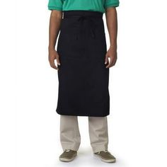 65% cotton twill, 35% polyester Long waiter's waist 2 front pockets Size: One Size.  Color: Black. Bistro Apron, Bib Aprons, Liberty Bag, Cafe Bistro, Bib Apron, The Grill, Dining Table In Kitchen, Black Cotton, Cotton Twill