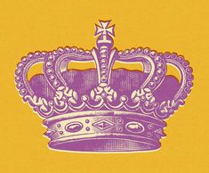 a drawing of a purple crown on a yellow background