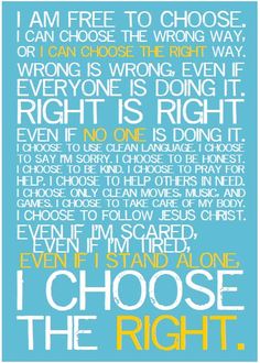 a blue and yellow poster with the words i am free to choose