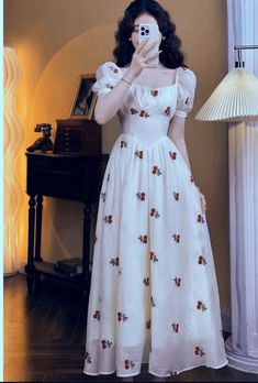 White Cherry Dress, Modest Church Outfits, Smart Casual Women Outfits, White Long Dress, Indian Dresses For Women, Stylish Kurtis Design, Modest Dresses Casual, Fancy Dresses Long, Elegant Attire