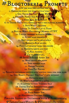 a poem written in front of yellow leaves with the words, blogtobell proms