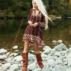 Amazing Dress New Never Worn High Low With Lace Up From 3/4 Sleeve Like Chocolate Color Similar To The Firs Photo??? Look Hippie Chic, Stile Boho Chic, Look Boho Chic, Estilo Hippy, Mode Hippie, Estilo Hippie, Mode Boho, Bohol, Boho Chic Outfits