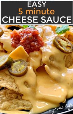 a plate filled with cheese sauce and vegetables