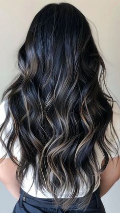 hair hairstyles,hair styles for long hair,hair cut,hair beauty,hair styles for medium hair,hair and skin and nails,hair hairstyling,hair length,hair straightener,hair drawing,hair cuts,hair colors #HairstyleTrends #HairTransformation #CurlyHairRoutine #BraidedHairstyles #HairColorInspiration #HairCareTips #ShortHairStyles #BalayageHair #WeddingHairstyles #HairAccessories #NaturalHair #HealthyHair #LongHairDontCare #MensHair #HairGoals #EasyHairstyles #HairGrowth #UpdoHairstyles #BlondeHair #HairProducts Colour Ideas For Black Hair, Dark Haired Highlights, Ombre Balayage Black Hair, Dark Dark Hair With Highlights, Balayage From Black Hair, Best Hair Highlights For Black Hair, Highlighted Hair For Black Hair, Super Dark Hair With Dimension, Ashy Dark Balayage