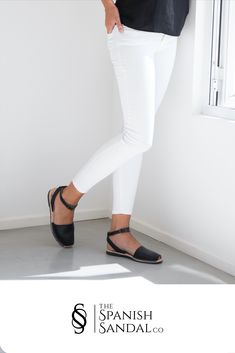 Our classic style sandal with a detachable ankle strap. They are made with black Napa leather and the outsoles are made with rubber.  #anklestrap #flats #sandals #leather #black #avarca #weekendstyle #comfyshoes #casualfriday #spanishsandal #slipon #wedges Spring Ankle Strap Sandals For Everyday, Everyday Ankle Strap Sandals For Spring, Chic Everyday Sandals With Ankle Strap, Chic Everyday Ankle Strap Sandals, Chic Flat Slingback Sandals For Everyday, Ergonomic Black Slip-resistant Sandals, Elegant Black T-strap Sandals With Buckle Closure, Casual Black T-strap Sandals With Buckle Closure, Chic Black T-strap Sandals With Buckle Closure