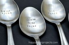 three spoons with the words happy projects on them are shown in an instagram