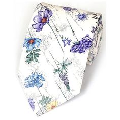 TheDapperTie Men's White Floral Cotton 3.35 Inch Wide And 58 Inch Long Necktie Floral Ties, Spring Fits, Jan 20