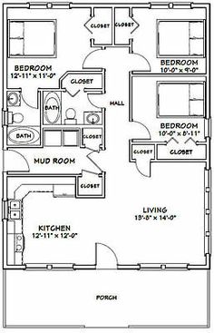 the floor plan for a two bedroom apartment, with an attached bathroom and living room