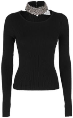 Elegant Stretch Sweater With Long Sleeves, Elegant Long Sleeve Stretch Sweater, Elegant Fitted Long Sleeve Sweater, Elegant Fine Knit Sweater For Evening, Elegant Ribbed Crew Neck Sweater, Elegant Tops With Ribbed Neckline, Elegant Fitted Crew Neck Sweater, Elegant Ribbed Turtleneck Sweater, Elegant Long Sleeve Ribbed Top