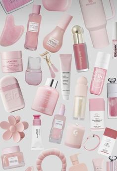 Cute Pink Skincare, Pink Palates Princess Aesthetic Outfits, Makeup Essentials Aesthetic, Aesthetic School Supply, Pink Girly Things Aesthetic, Pink Skincare Products, Skincare Girlies, Skincare Drawer, Pink School Supplies