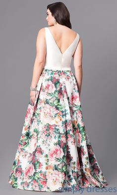 Fancy Prom Dresses, Colorful Prom Dresses, Floral Print Prom Dress, Printed Prom Dresses, Prom Dresses 2015, Western Outfit, V Neck Prom Dresses