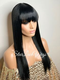 Chinese Bangs, Curly Highlights, Long Straight Wig, Side Bangs Hairstyles, Flexi Rods, Long Hair Color, Lost Hair, Ombre Wigs, Full Hair