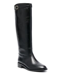 Scarosso knee-high Leather Boots - Farfetch Farfetch Boots, Snoopy Costume, Leather Boots Black, Knee High Leather Boots, Long Boots, Black Leather Boots, Stacked Heel, Boots Black, Knee High Boots