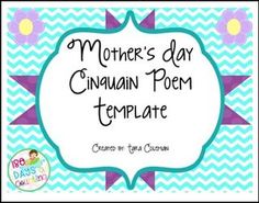 the mother's day crayon poem template is shown in blue and purple