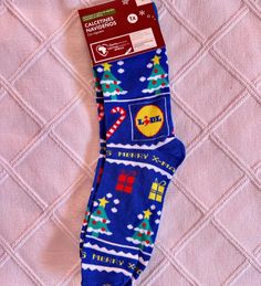 LIDL • 1 x Pair Socks Noel * Navidad *  Calcetines - Blue or Red  (all sizes)