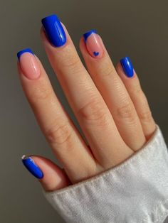 Top 25+ Royal Blue Short Nail Designs for 2024 that Cannot Be Missed Gel Nail Designs Square Shape Short, Gel Tip Designs, Short Shellac Nails Design, Pretty Biab Nails, Short Nails Two Colors, Cute Short Nail Shellac Ideas, Cute Minimalist Nails Summer, Simple Biab Nails Short, Simple Manicure Ideas For Short Nails